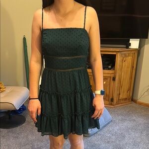 Mi Amore Green Cut Out Ruffled Mini Dress